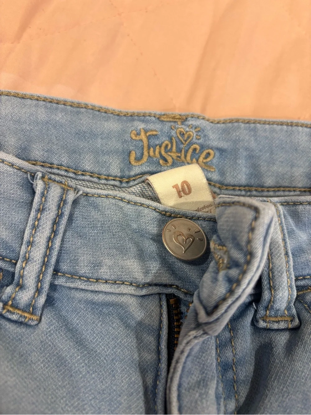 Justice Light Blue Rolled Cuff Denim Shorts